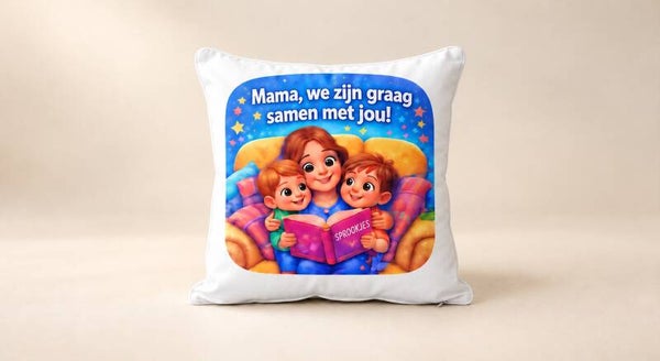 Kussen voor Moederdag: Mama, we zijn graag samen met jou!
