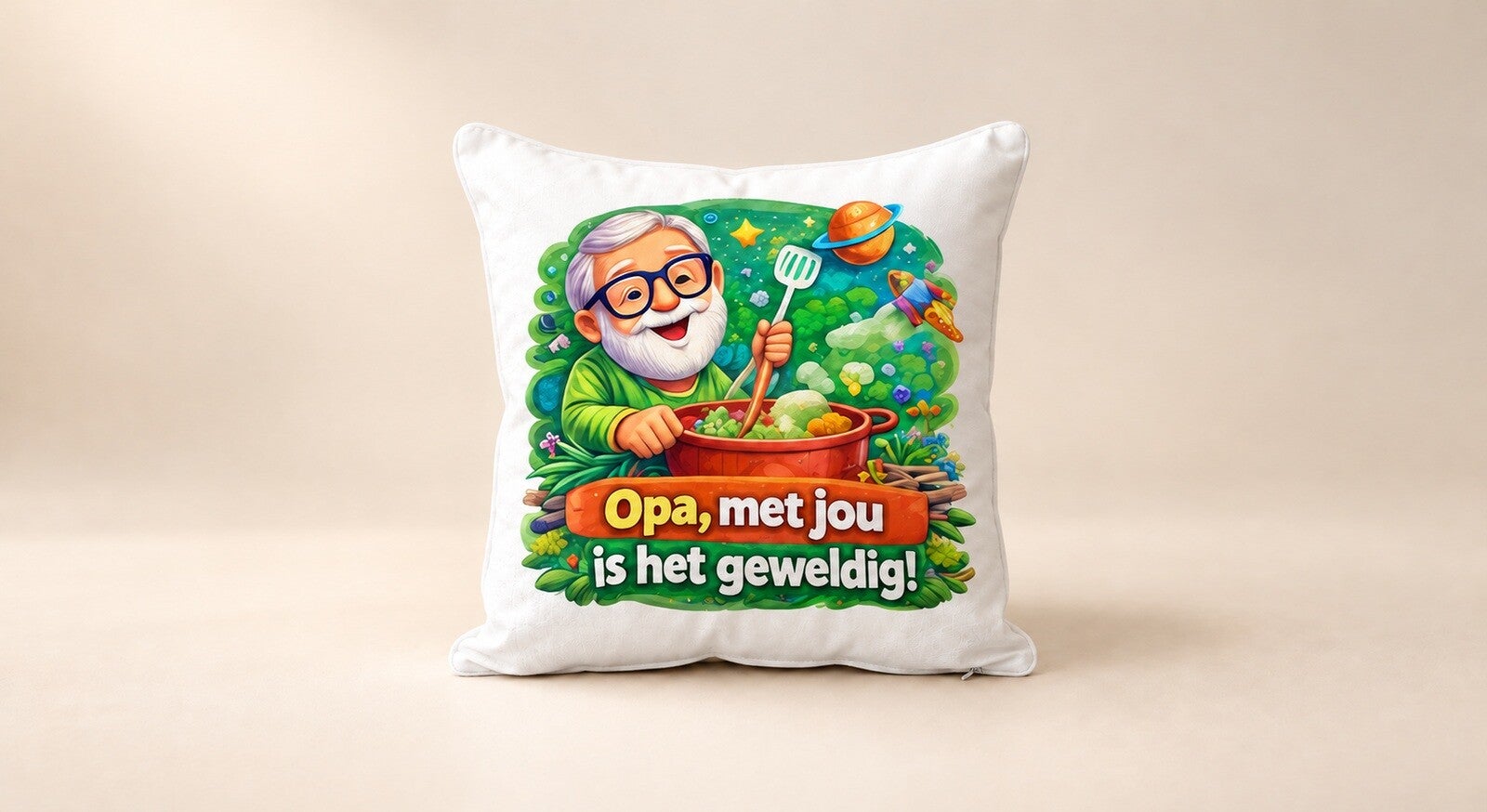 Kussen voor Opadag: Opa, met jou is het geweldig!