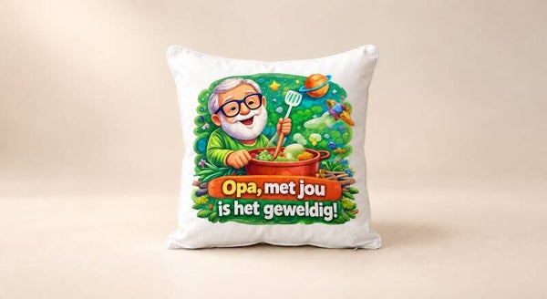 Kussen voor Opadag: Opa, met jou is het geweldig!