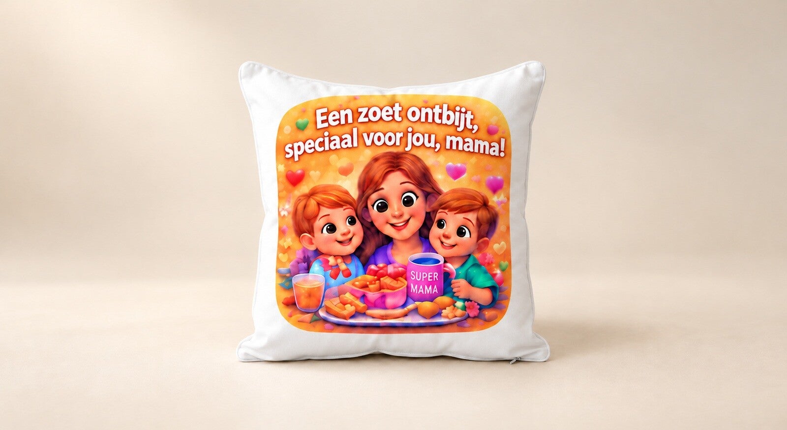 Kussen voor Moederdag: Een zoet ontbijt, speciaal voor jou, mama!
