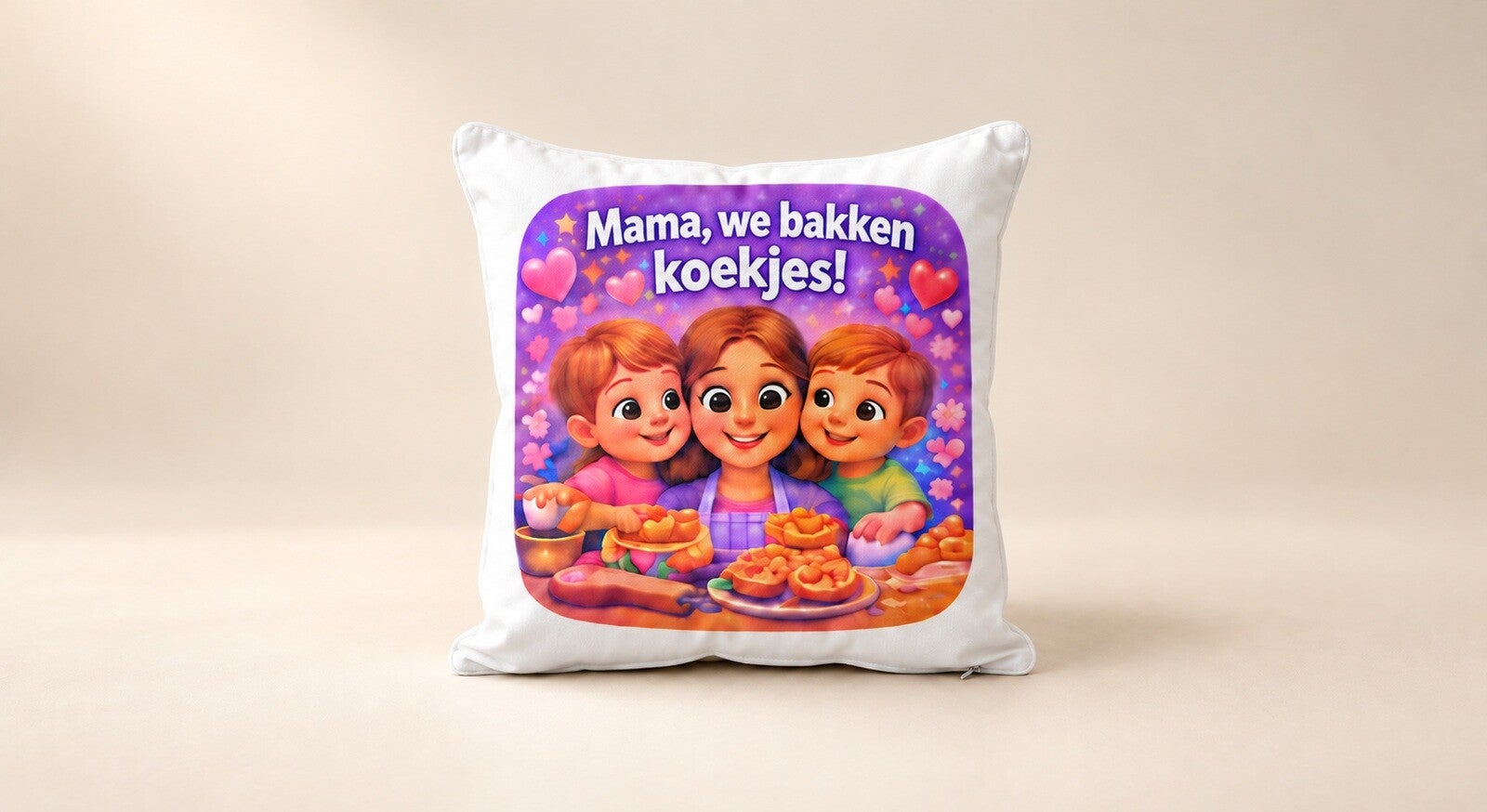 Kussen voor Moederdag: Mama, we bakken koekjes!