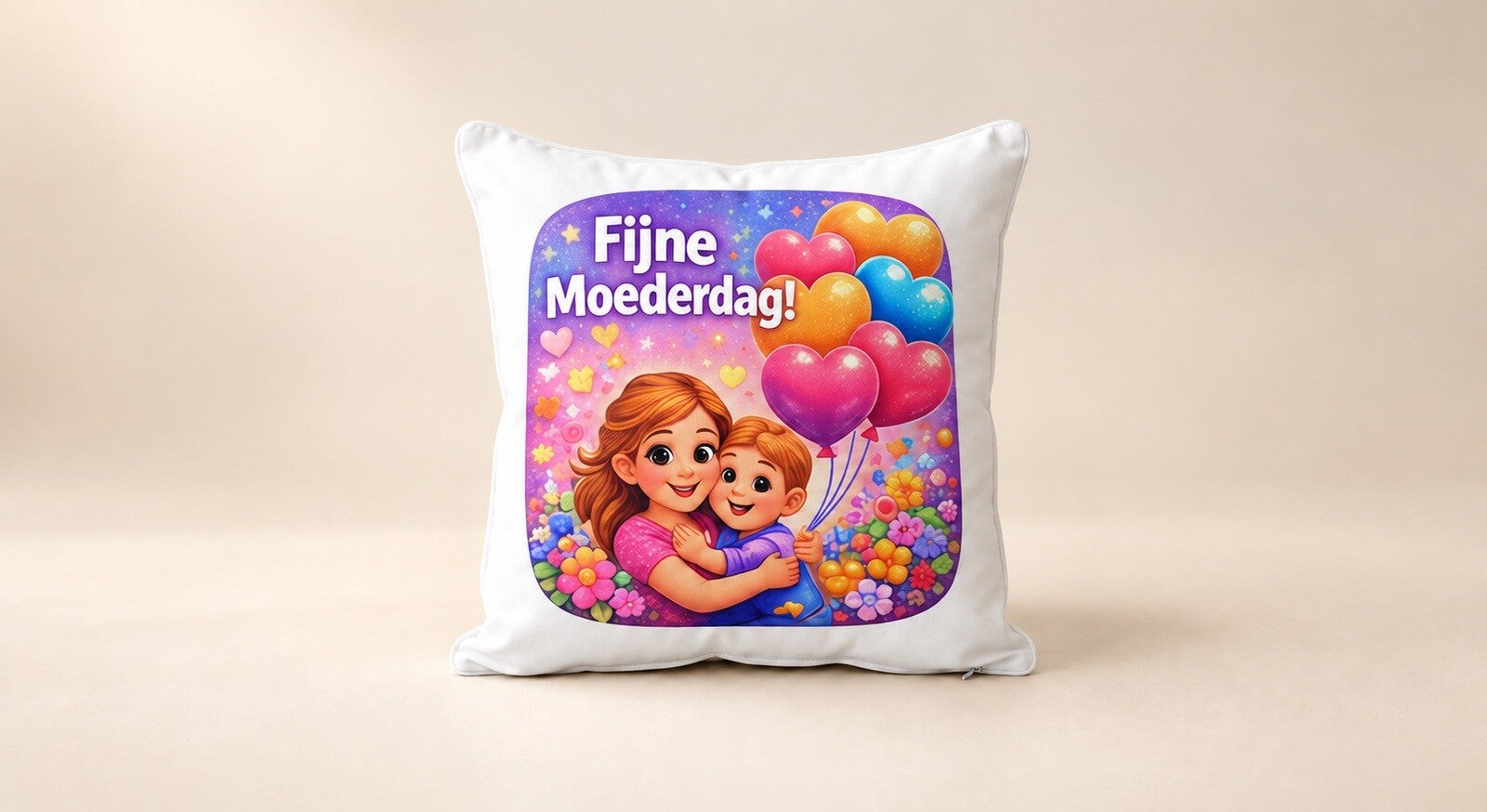 Kussen voor Moederdag: Fijne Moederdag! (ballonnen)