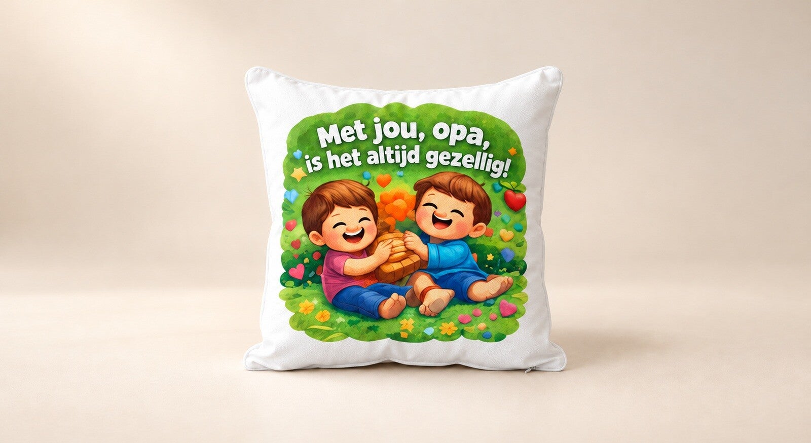 Kussen voor Opadag: Met jou, opa, is het altijd gezellig!