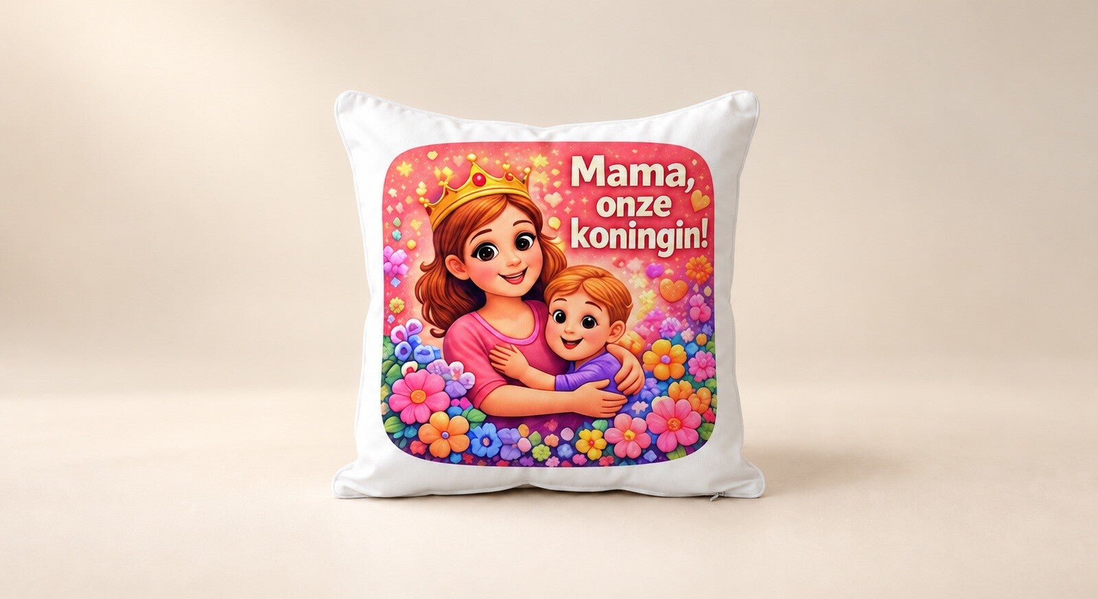 Kussen voor Moederdag: Mama, onze koningin!