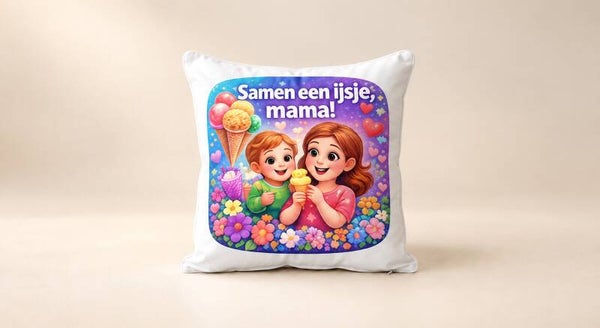 Kussen voor Moederdag: Samen een ijsje, mama!