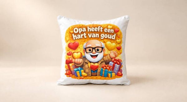 Kussen voor Opadag: Opa heeft een hart van goud