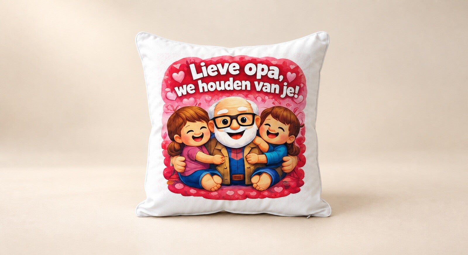 Kussen voor Opadag: Lieve opa, we houden van je!
