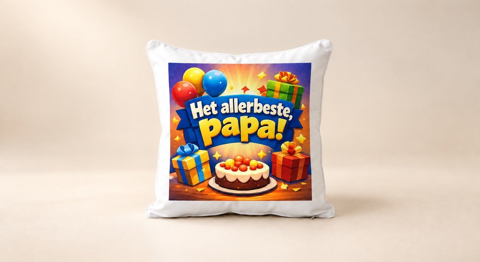Kussen voor Vaderdag: Het allerbeste, papa! (taart)