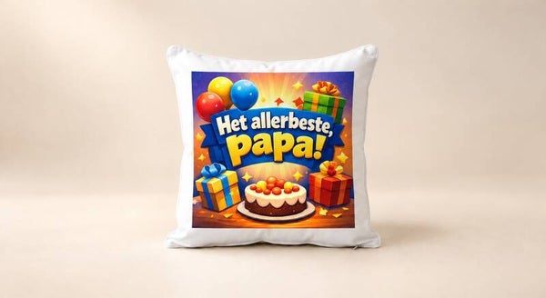 Kussen voor Vaderdag: Het allerbeste, papa! (taart)