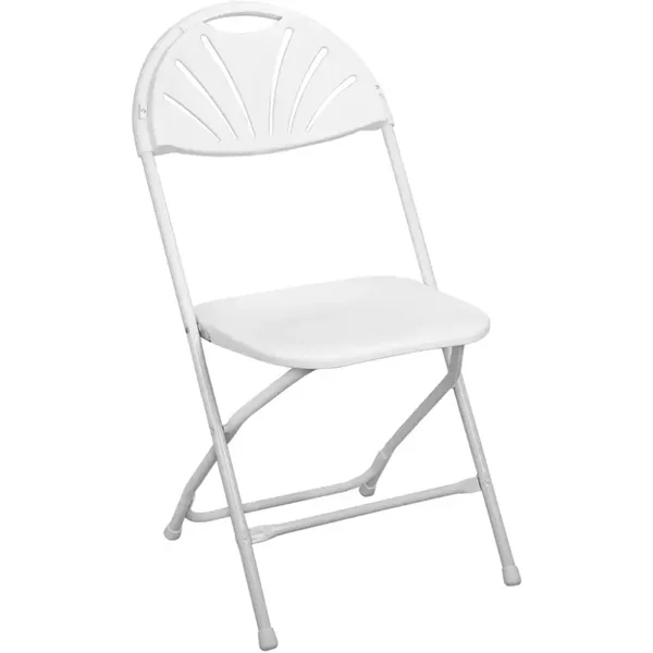 Rent White Fan Back Foldable Chairs (Snow White)