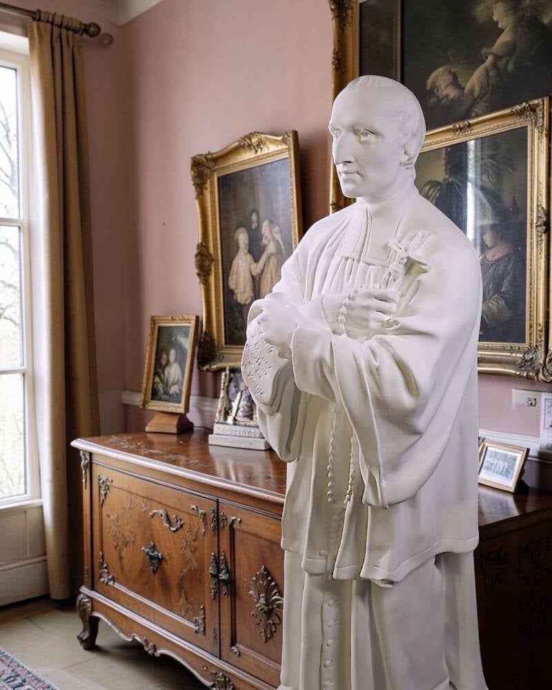 statue Saint Louis de Montfort dévotion mariale plâtre blanc, 55cm