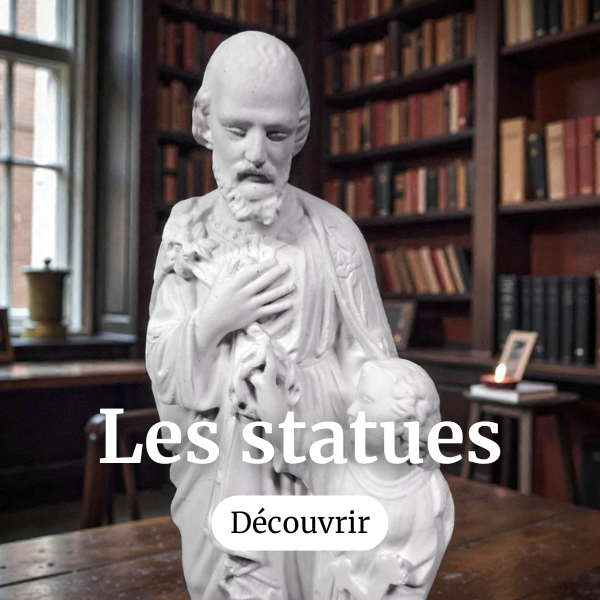 Ensemble de statues fabriquées à la main de manière artisanale par l'atelier statuaire.