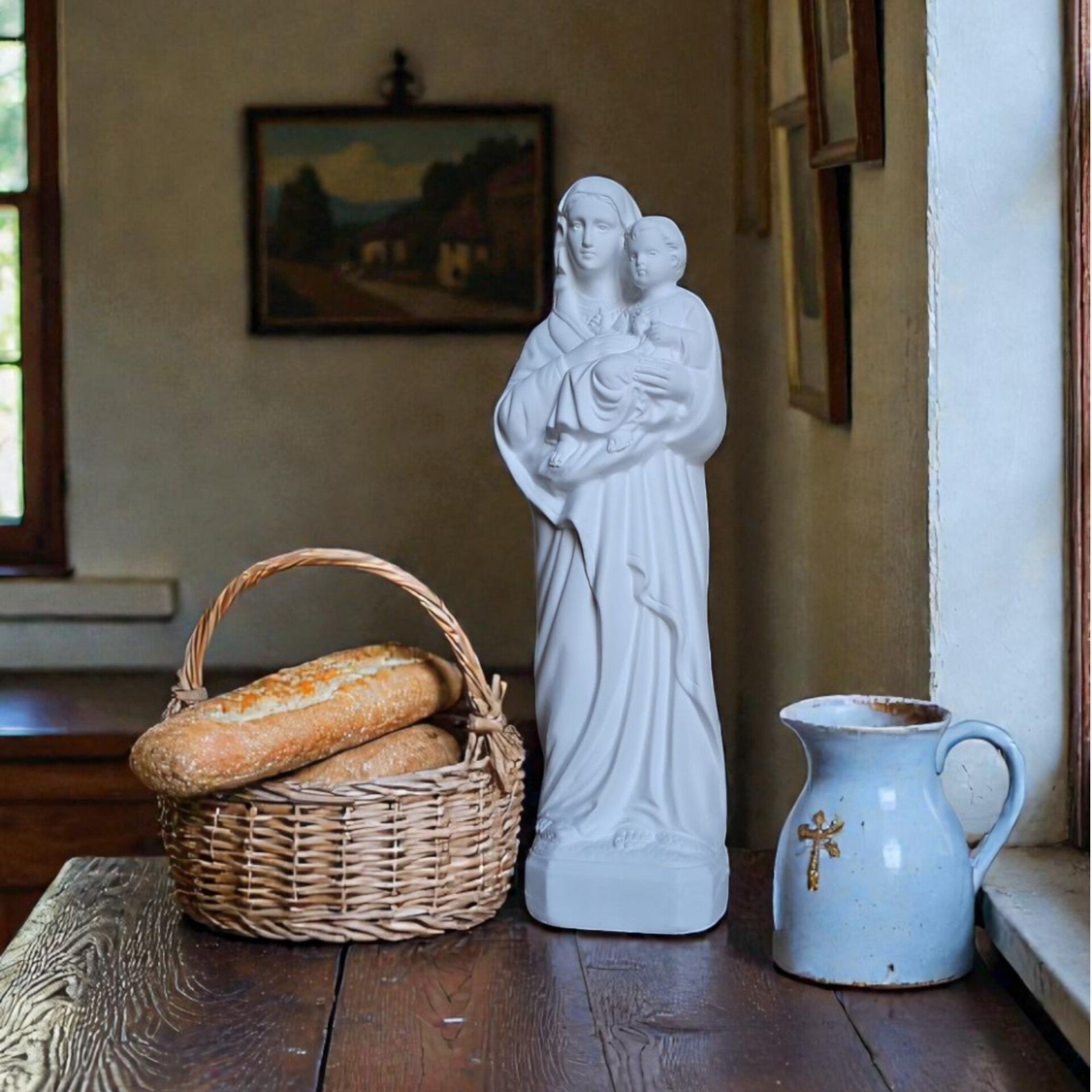 Statue de la Vierge à l'enfant - 32cm