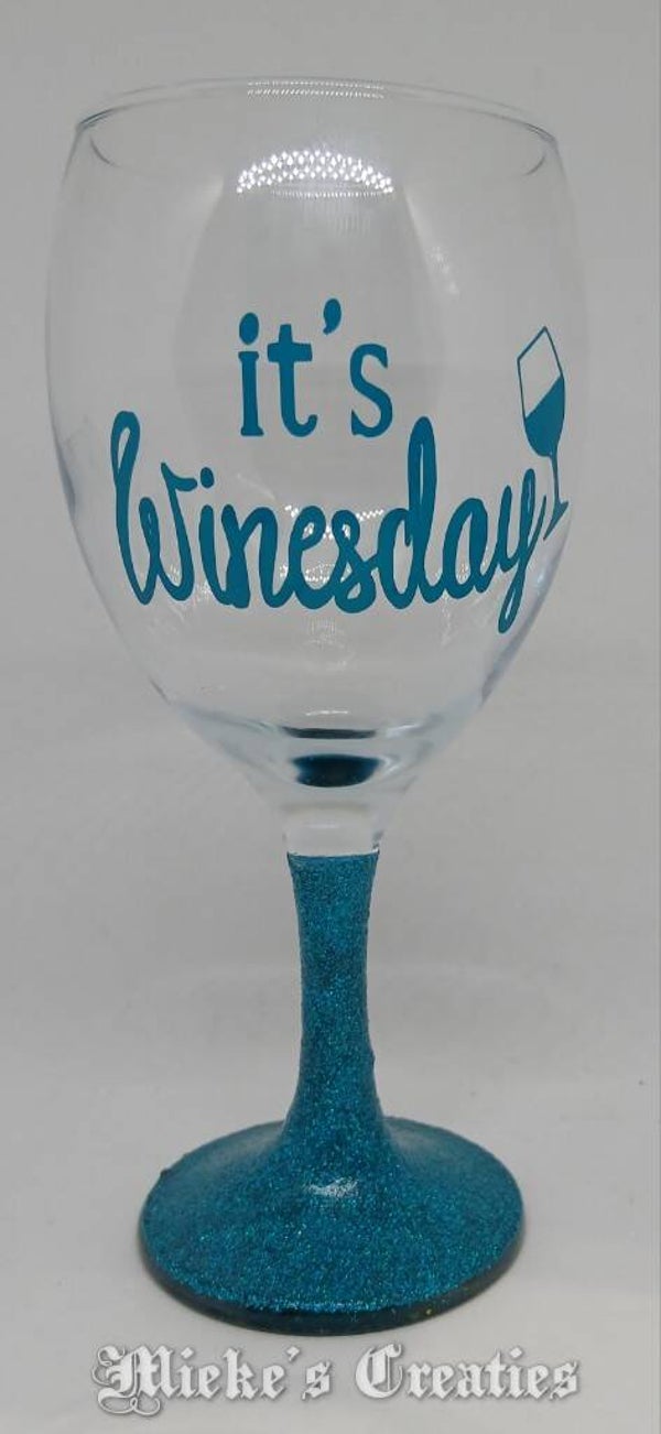 glitter wijnglas met grappige tekst