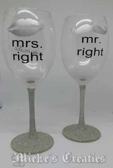 mr. right & mrs.always right wijnglazen set