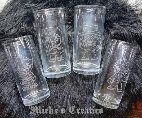 horror karakter cartoon glazen set