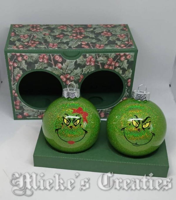 Mr. Grinch & Mrs. Grinch kerstballen set