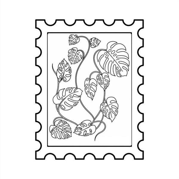 Pflanzenabbild in einem Briefmarkenrahmen