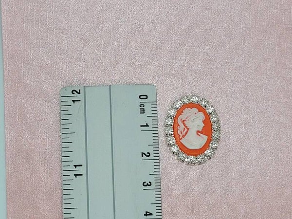 Vintage hoofdje,oranje,zilveren basis