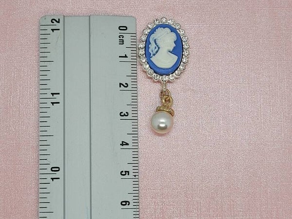 Luxe steen,vintage hoofdje blauw