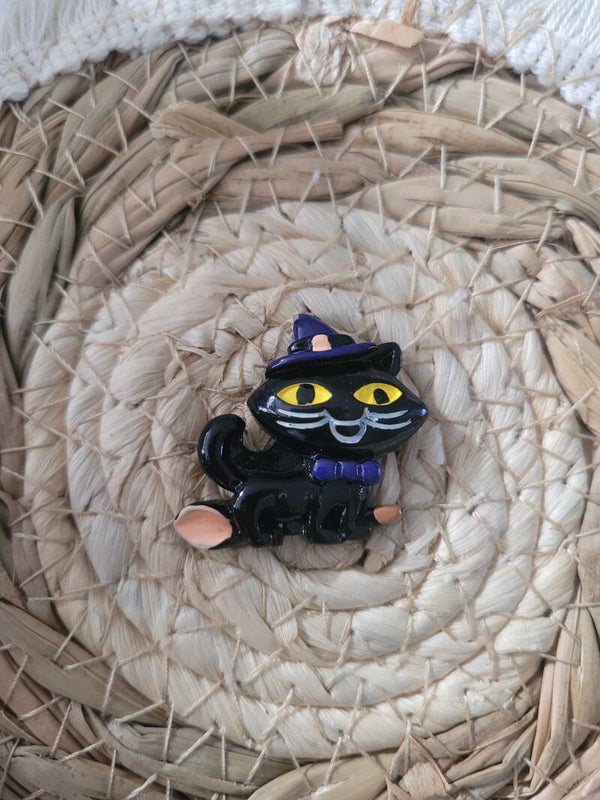 Halloween flatback katje op bezem