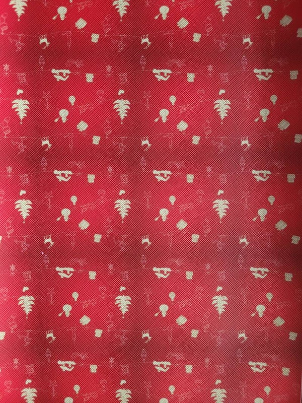 Kerstleer rood met kerstprint, a4