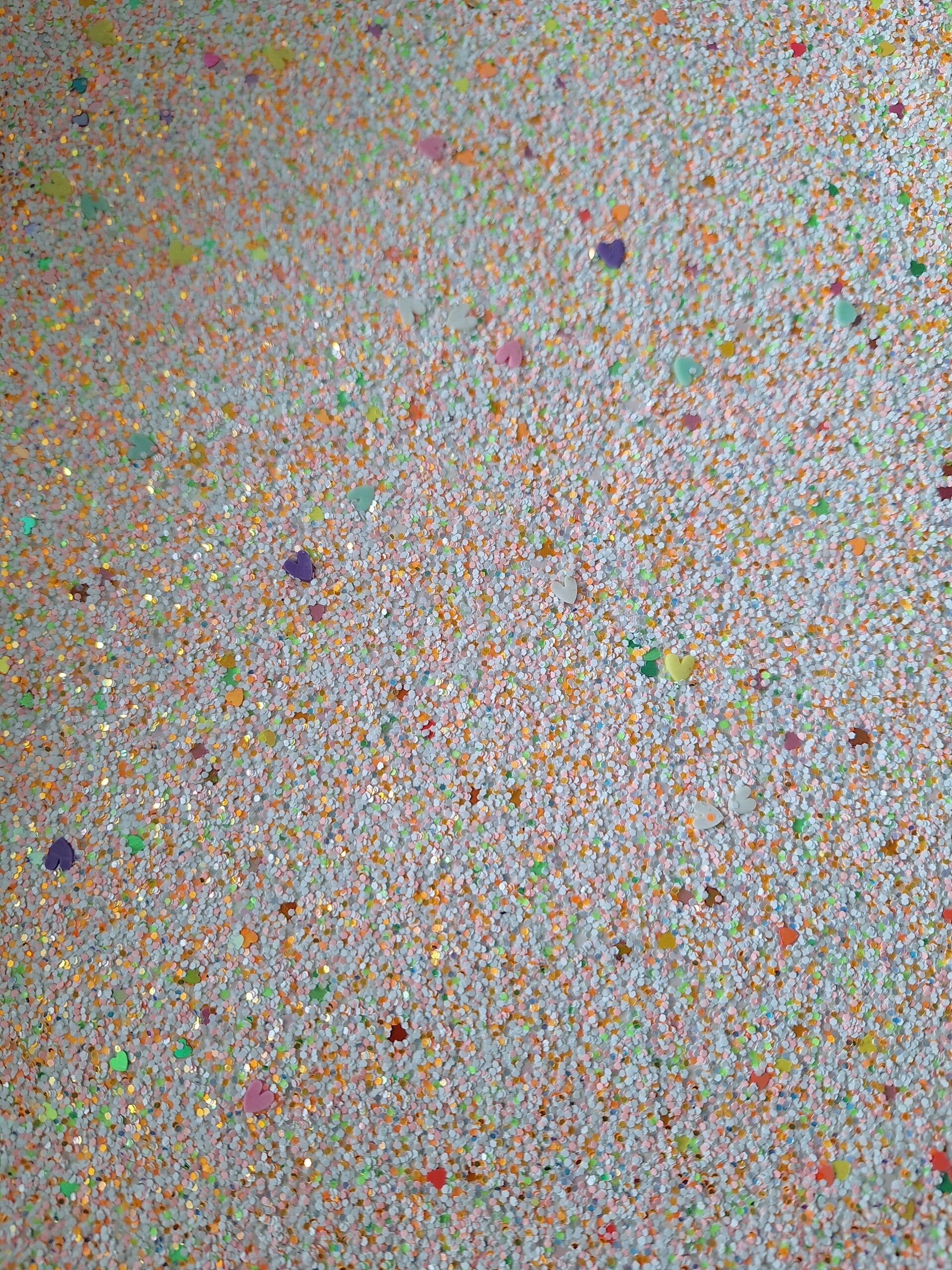 Grove glitter oranje multicolor hartjes