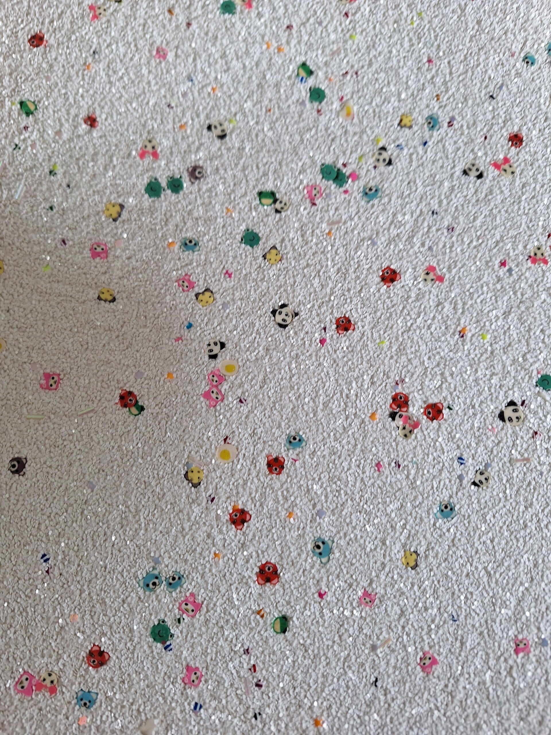 Grove glitter wit met diertjes #gg54