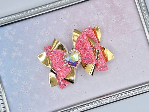 Haarstrik roze met goud