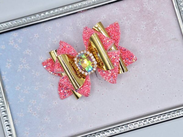 Haarstrik roze met goud