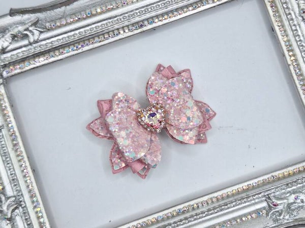 Haarstrik roze glitters