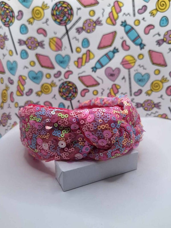 Diadeem pailletten roze