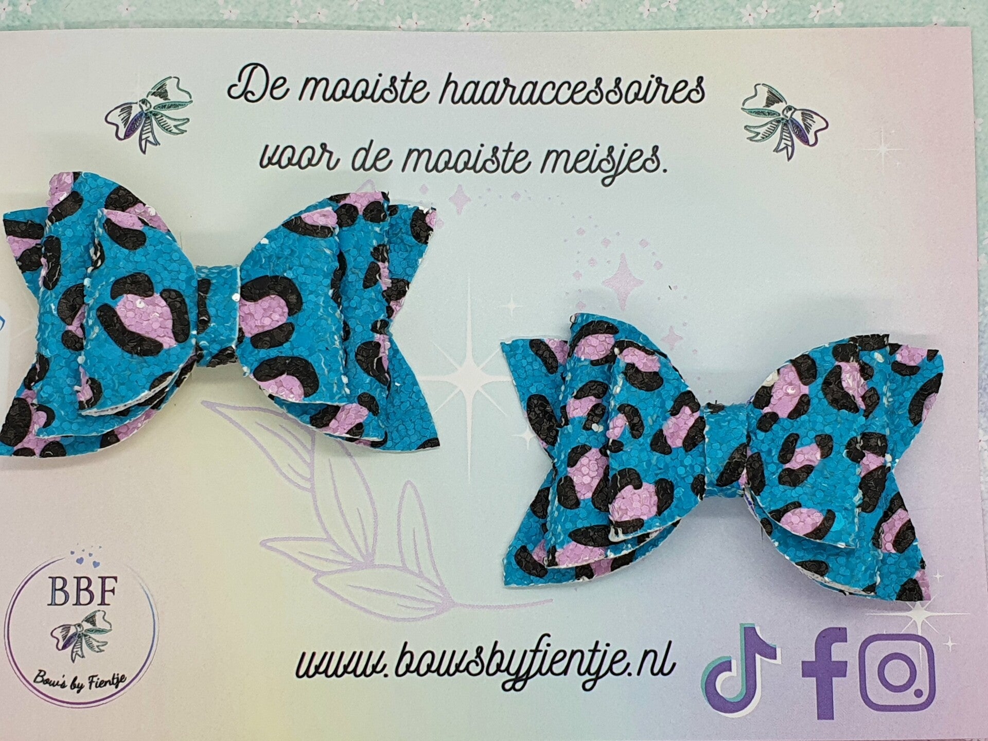 Setje panterprint roze, blauw