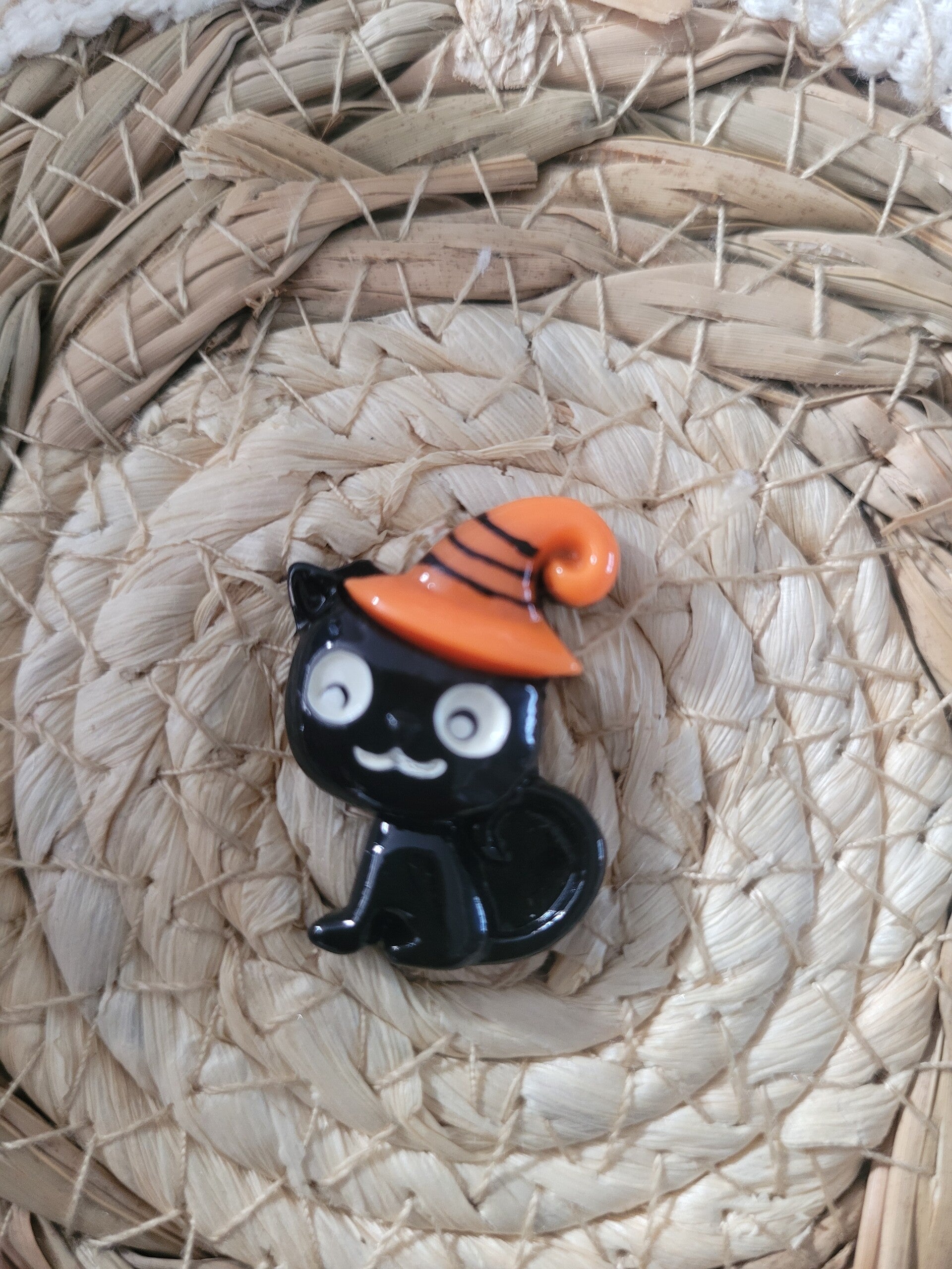 Halloween flatback poes met oranje hoed