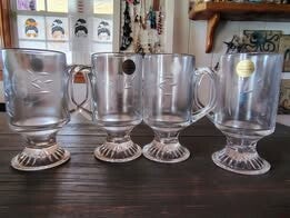 Vintage set of 4 crystal footed pedestal mugs in the Princess House "Heritage" pattern
