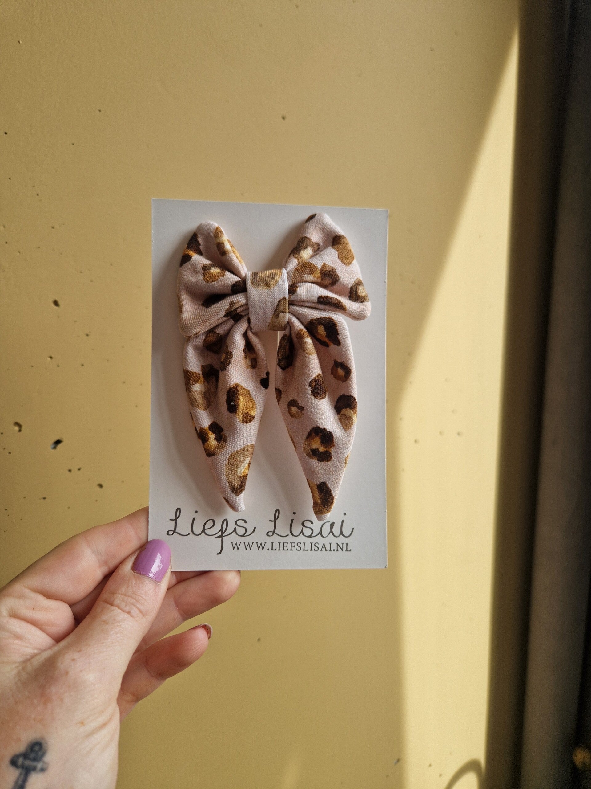 haarspeld strik | pink leopard