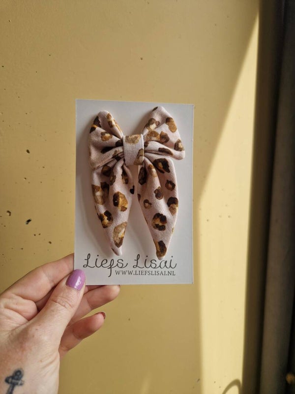 haarspeld strik | pink leopard