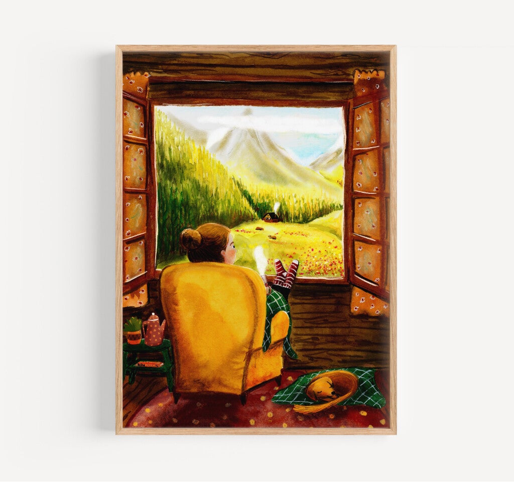 print - thee met uitzicht