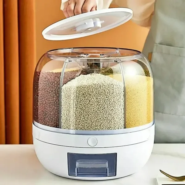 6-Grid Rotating Rice and Dry Food Dispenser