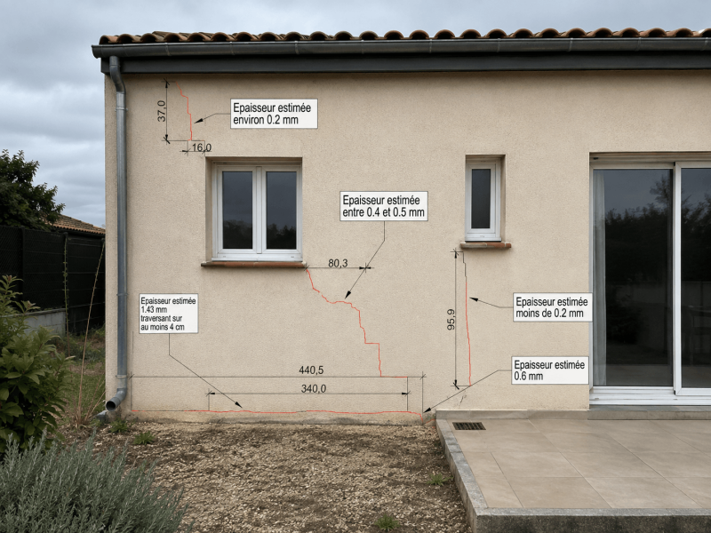 façade après apparition rapide de fissures