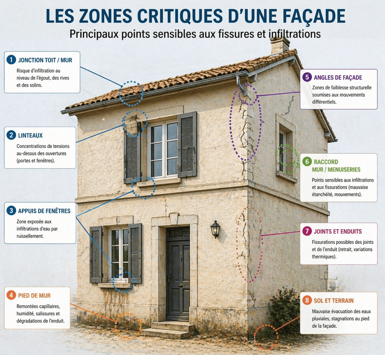 une image sur les zones critiques d'une façade