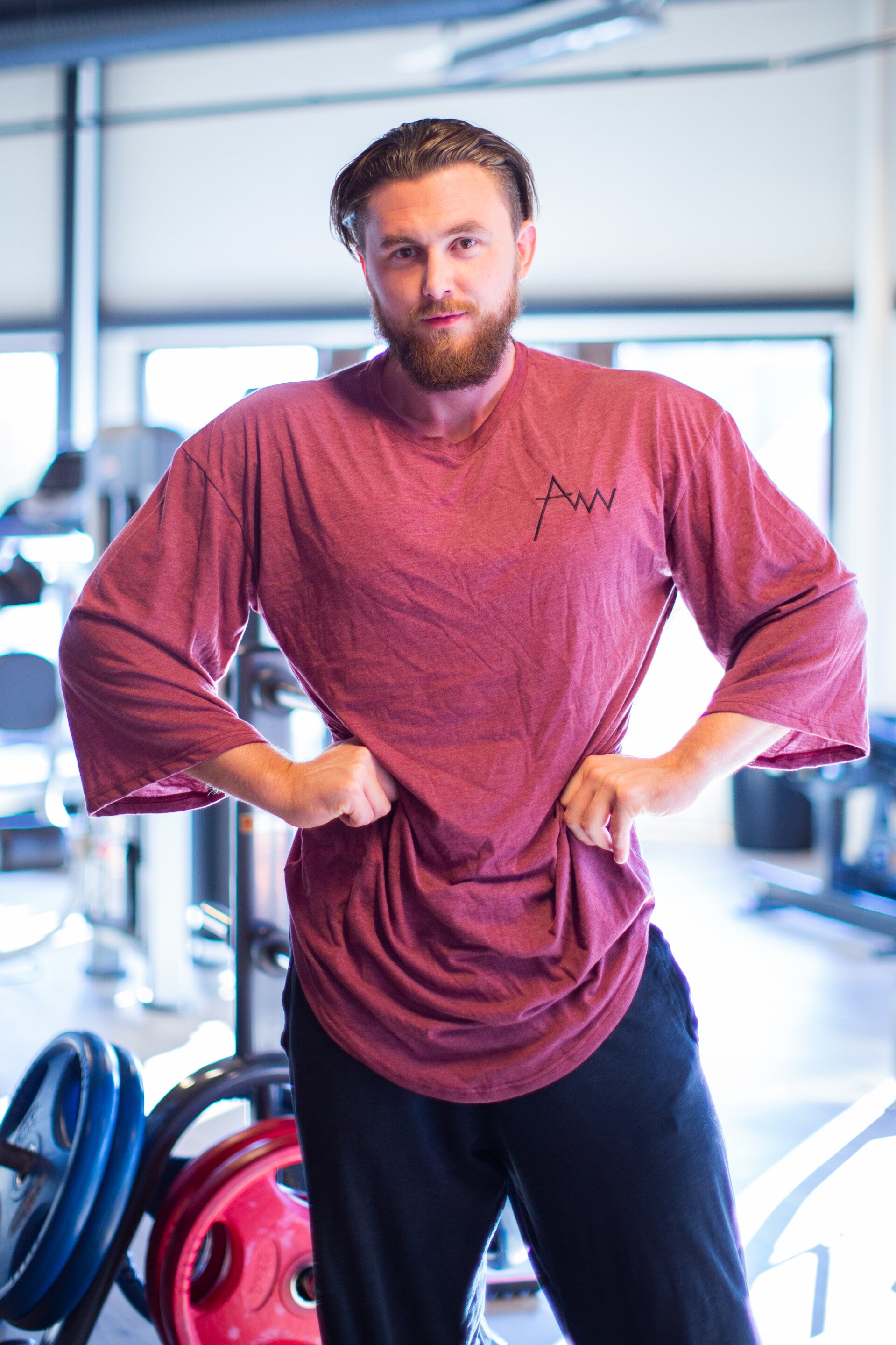 Oversized mid sleeve t-shirt, Burgundy