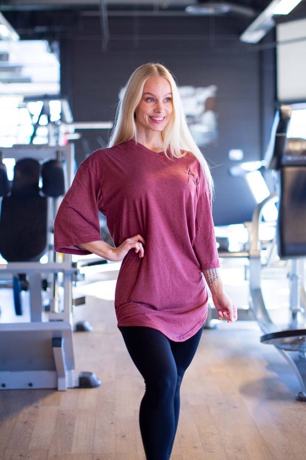Oversized mid sleeve t-shirt, Burgundy