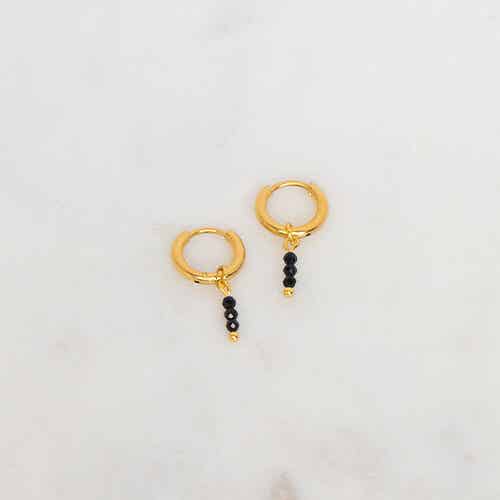 MINI HOOPS SMALL BLACK BEADS