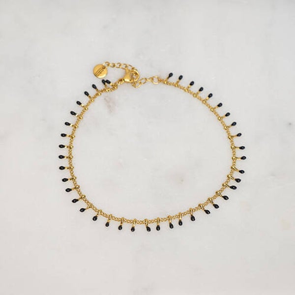 HANGING BLACK DOTS ANKLET