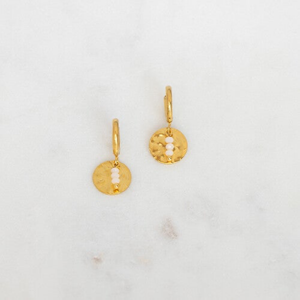 B2B MINI HOOPS COIN WITH BEADS OFF WHITE