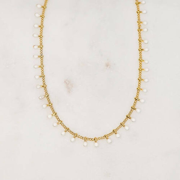 NECKLACE HANGING WHITE DOTS