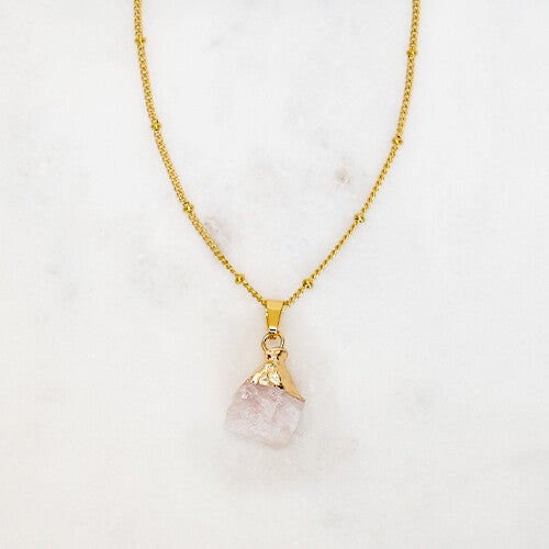 NECKLACE GEMSTONE ROSE QUARTZ