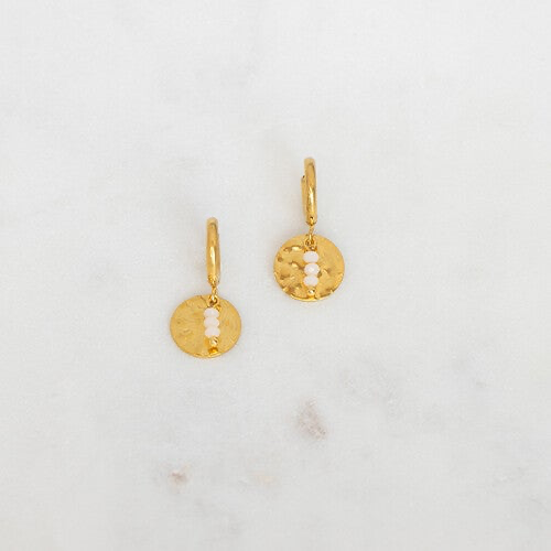 MINI HOOPS COIN WITH BEADS OFF WHITE