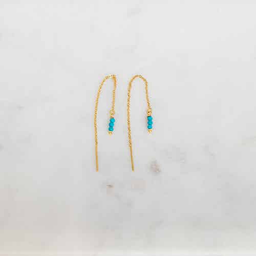 CHAIN EARRINGS TURQUOISE BEADS